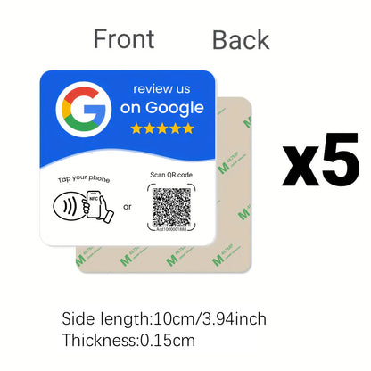 HACHANLUN Programmable NFC 215 Square for Google Review Card NFC Station Table 13.56Mhz QR Code Editable Standing Card