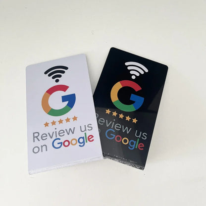 Programmable Google Review Card 13.56Mhz NFC Station Table NFC Google Reviews Display Bending Card Standing Brand Bracket