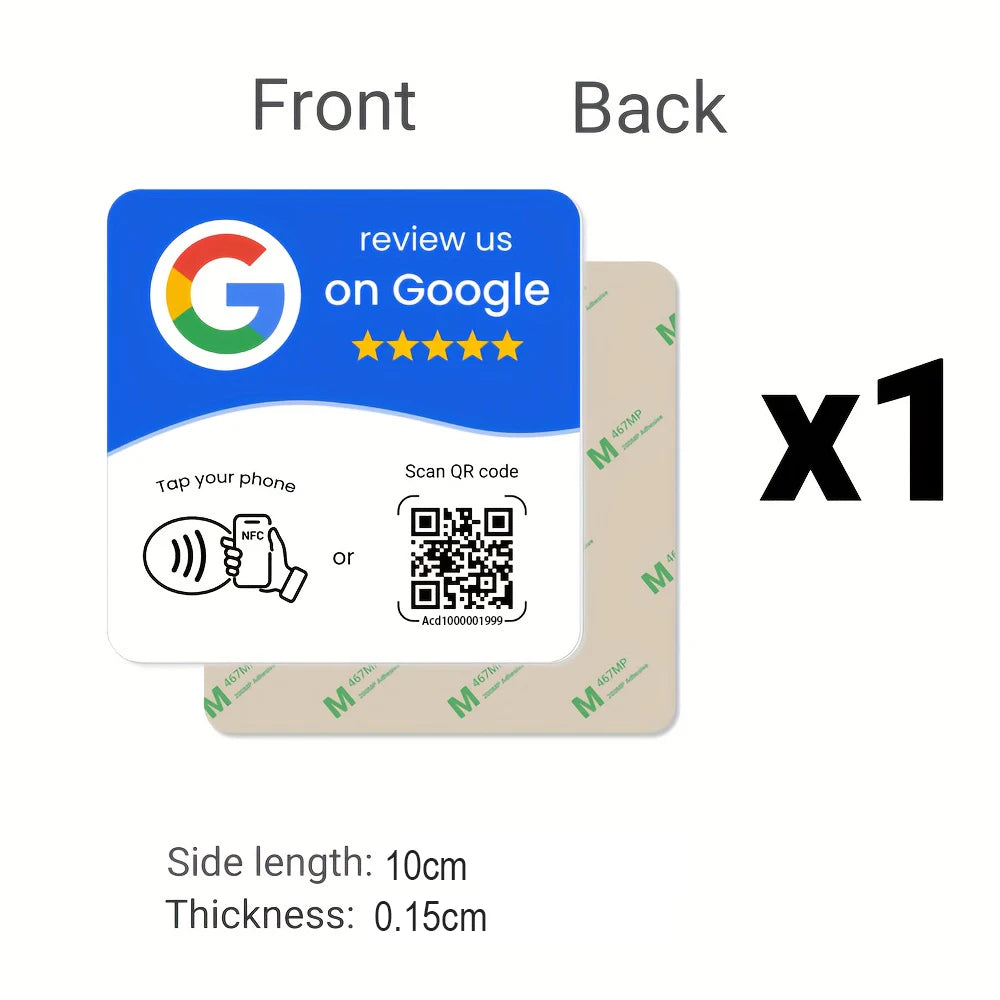 HACHANLUN Programmable NFC 215 Square for Google Review Card NFC Station Table 13.56Mhz QR Code Editable Standing Card