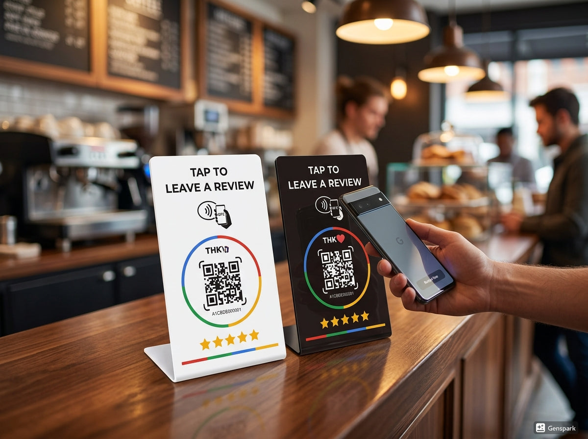 TapCard™️ – סטאנד שולחני חכם לביקורות גוגל