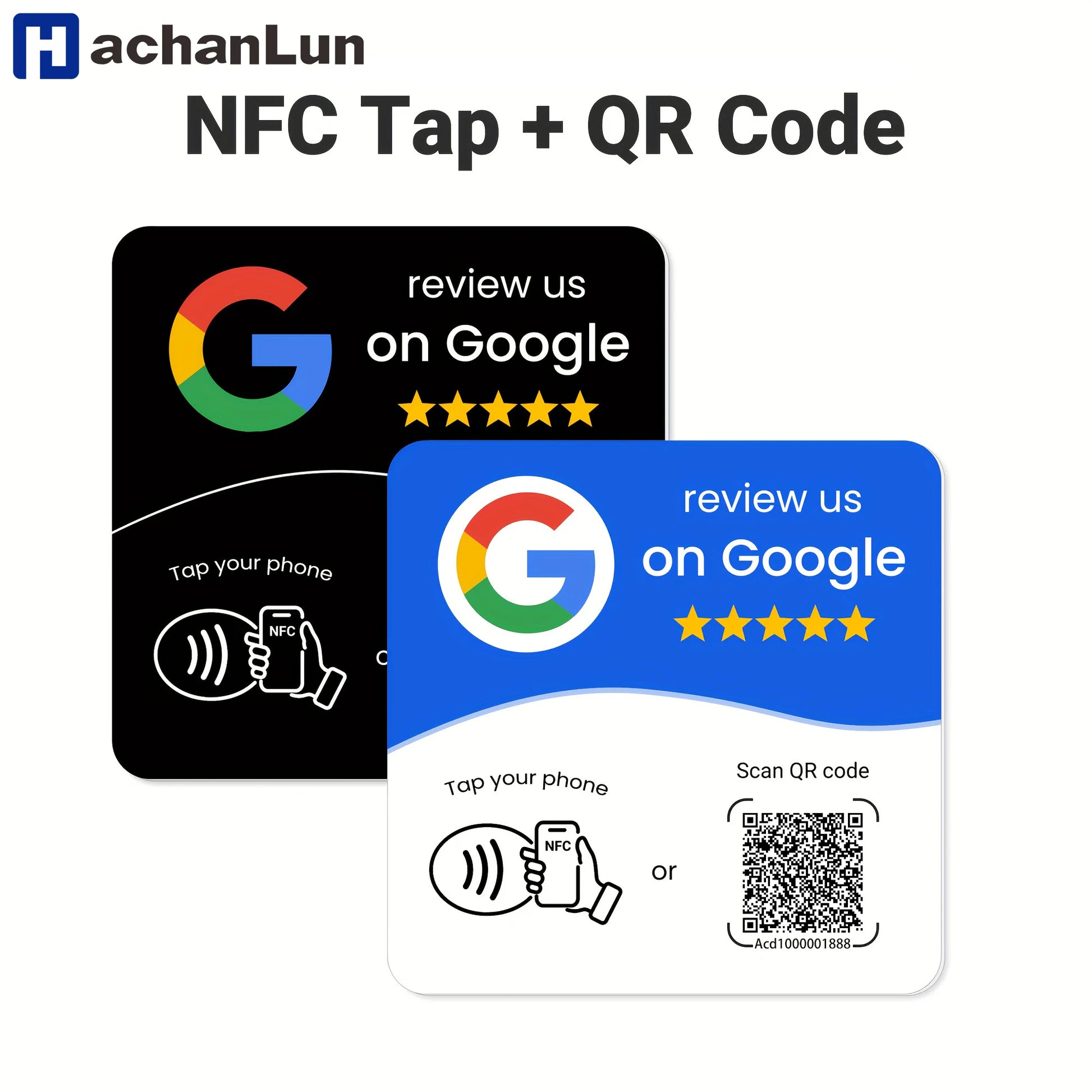 HACHANLUN Programmable NFC 215 Square for Google Review Card NFC Station Table 13.56Mhz QR Code Editable Standing Card