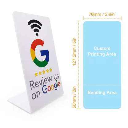 Programmable Google Review Card 13.56Mhz NFC Station Table NFC Google Reviews Display Bending Card Standing Brand Bracket